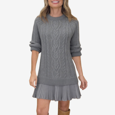 Evelyn Pleated Knit Dress
