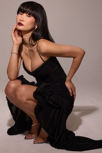 Gabbi | Mesh Ruffled Front Gown - IVORY MUSE