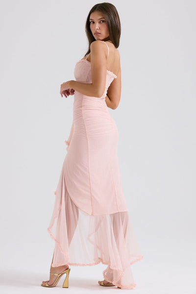 Gabriella | Ruffled Front Gown Maxi Dress - IVORY MUSE