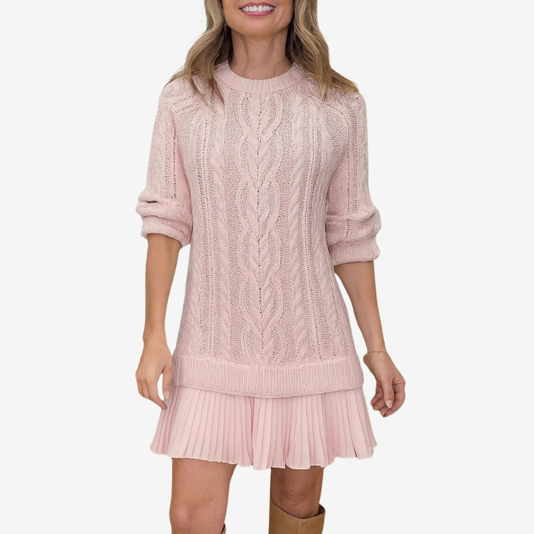 Evelyn Pleated Knit Dress