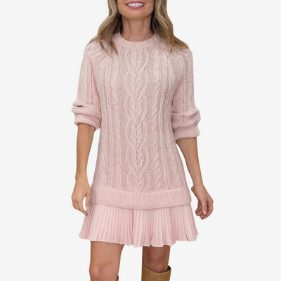 Evelyn Pleated Knit Dress