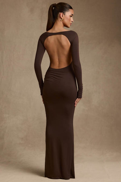 Regine | Modal Ruched Backless Maxi Dress - IVORY MUSE