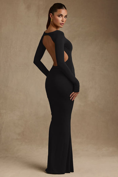 Regine | Modal Ruched Backless Maxi Dress - IVORY MUSE