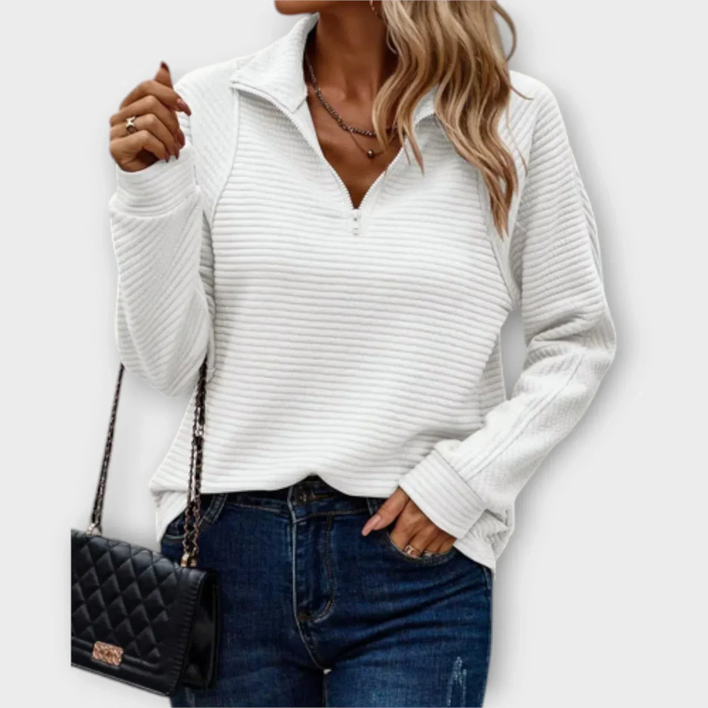 Olivia | Half-Zip Pullover - IVORY MUSE