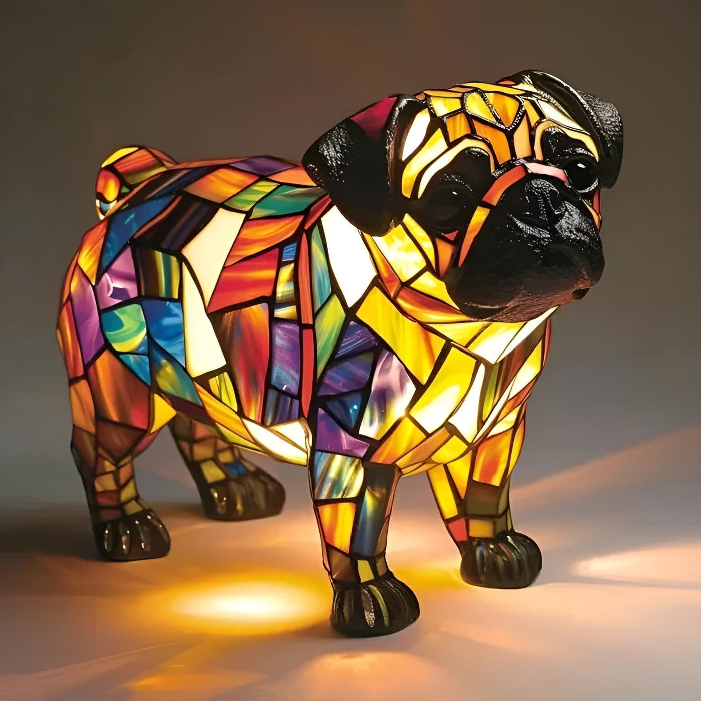 PugDog – Stained Glass Lamp - IVORY MUSE