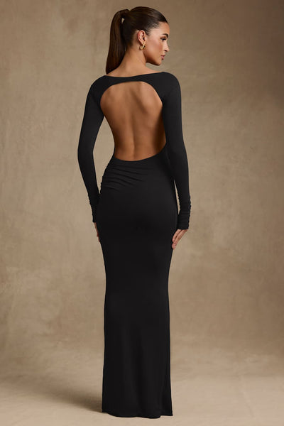 Regine | Modal Ruched Backless Maxi Dress - IVORY MUSE