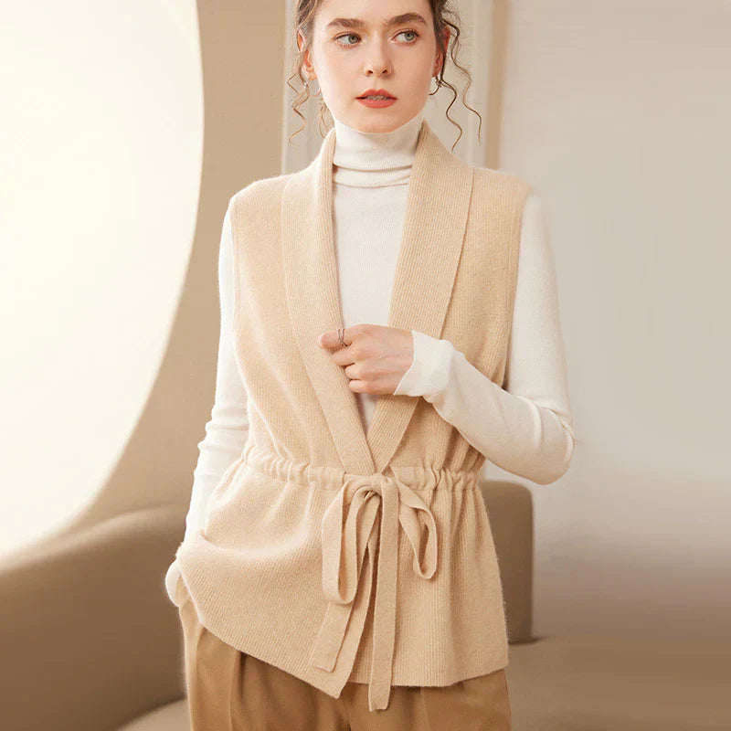 Cashmere | Tie Vest - IVORY MUSE