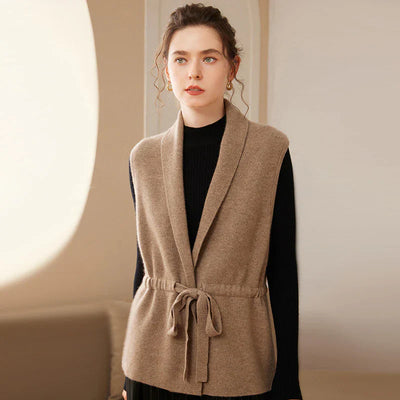 Cashmere | Tie Vest - IVORY MUSE