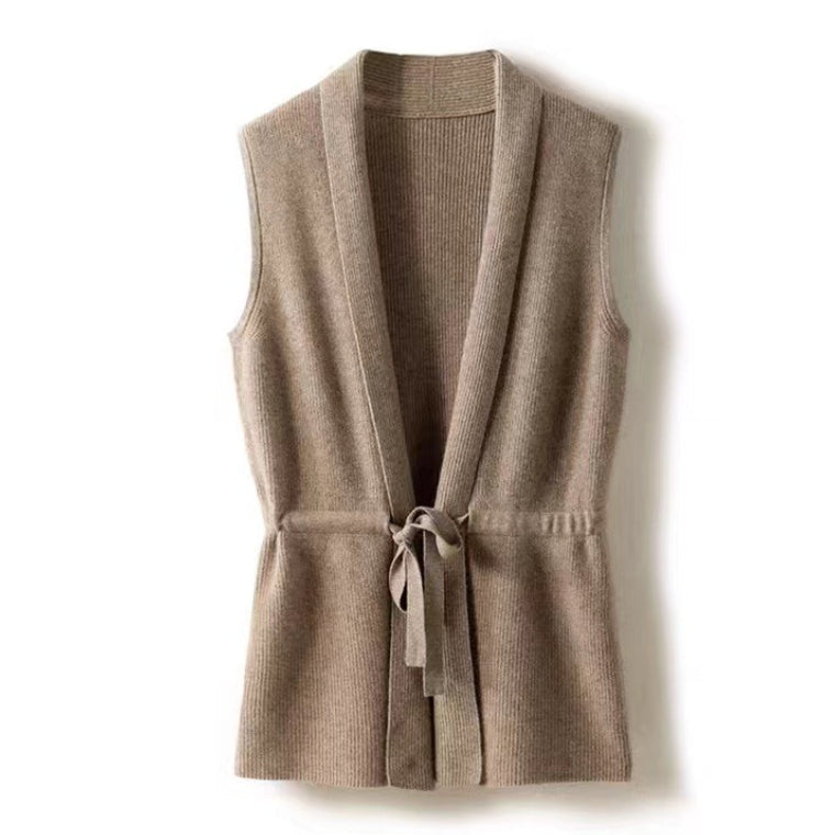 Cashmere | Tie Vest - IVORY MUSE