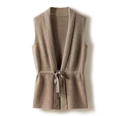 Cashmere | Tie Vest - IVORY MUSE