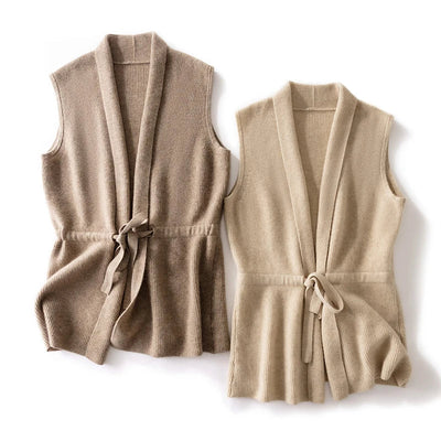 Cashmere | Tie Vest - IVORY MUSE